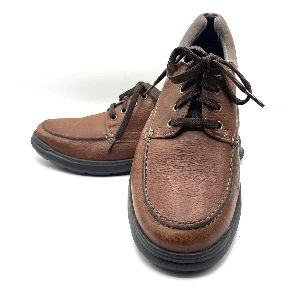 Clarks Bradley Vibe Moc Toe Casual Shoe Men 10 Brown Leather Comfort‎